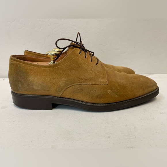 Santoni Made in Italy Suede Square Toe Derby in Tan Size 12 D $650 main image 5